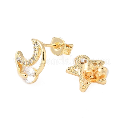 Серьги-гвоздики из циркония EJEW-M103-01G-1