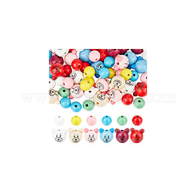 120 шт. 12 стиля натуральных деревянных европейских бусин WOOD-NB0002-78-1