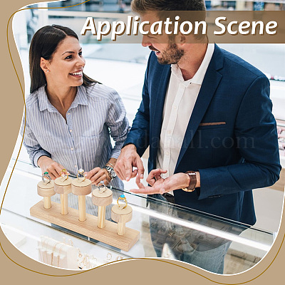 5-слотовый круглый многоярусный органайзер из искусственной кожи с деревянным основанием RDIS-WH0001-39A-1