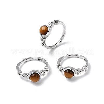 Натуральный тигровый глаз кольца палец RJEW-A084-04P-06-1