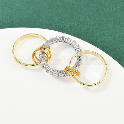 Латунные микро проложить пальцев кольца кубического циркония RJEW-D325-01PG-03-1