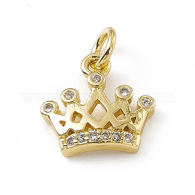 Подвески в виде короны из латуни с микропаве из прозрачного кубического циркония ZIRC-F132-64G-1