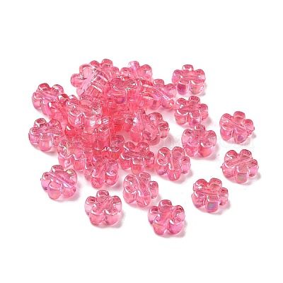 透明なアクリルビーズ クリアABカラー 花 ミックスカラー 10x10x4mm 穴