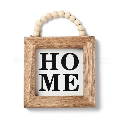 Деревянные квадратные настенные подвесные украшения HJEW-Z004-01B-1