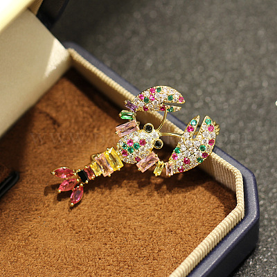 Броши из латуни с микропаве из кубического циркония для одежды-рюкзака JEWB-I040-02-1