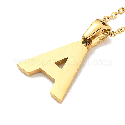 Ионное покрытие (ip) начальная буква 304 нержавеющая сталь кулон ожерелья NJEW-M199-01G-A-1