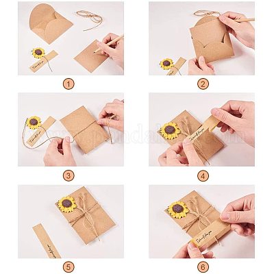 Наборы поздравительных открыток и конвертов из крафт-бумаги DIY-NB0002-08-1