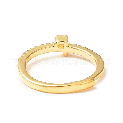 Прозрачное регулируемое кольцо с буквой из прозрачного циркония RJEW-C052-01G-P-1