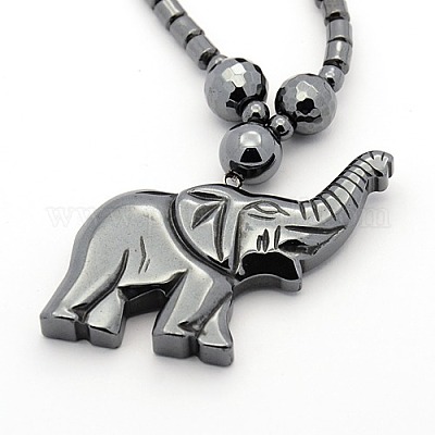 Модные мужские немагнитные синтетические гематит ожерелья из бисера NJEW-M002-21-1