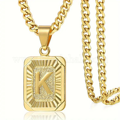 Прямоугольник с буквенным узором ожерелья из нержавеющей стали 304 FS-WGFC766-18-1