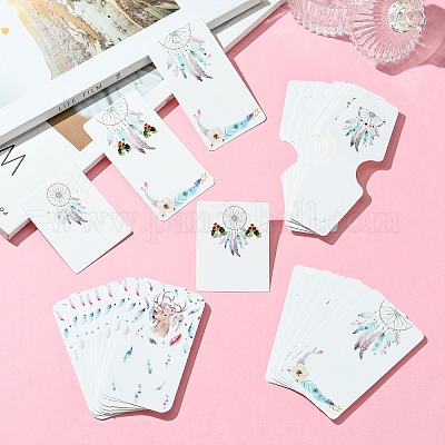 120 шт. 4 стиля красочные перья напечатанные картонные бумажные ювелирные карточки для демонстрации серег ожерелий браслетов CDIS-YW0001-13-1