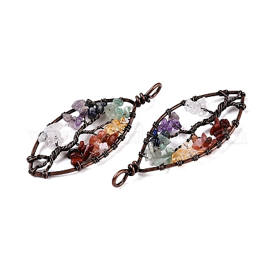 7 чакра драгоценный камень чип дерево жизни большие подвески G-T138-176-1