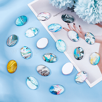 1 набор стеклянных кабошонов с мраморным узором GLAA-PH0002-09-1