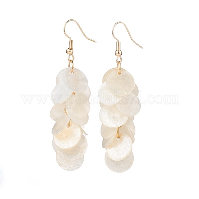 Серьги с подвесками в виде ракушек с натуральным дизайном EJEW-JE04472-1