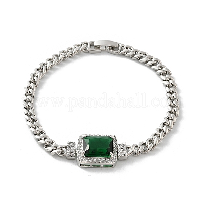 Прямоугольные звенья браслетов из латуни с микропаве из кубического циркония KK-R217-34P-1