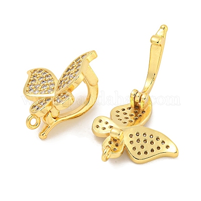 Реечное покрытие латунь микро паве прозрачный кубический цирконий твистер застежки KK-B093-28G-1