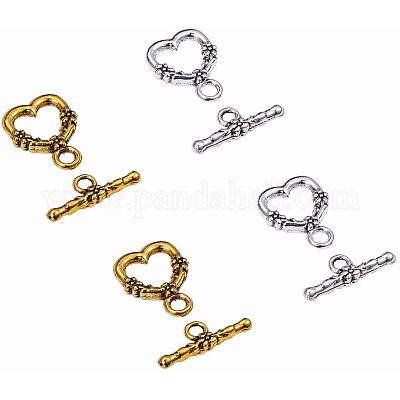 40Sets TIbetan Alloy 8-Shapes Toggle Clasps Bars Antique Silver Jewelry Findings 