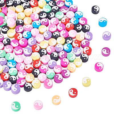 10MM Transparent Clear Rainbow Colored Flat Round Smiley Face Beads