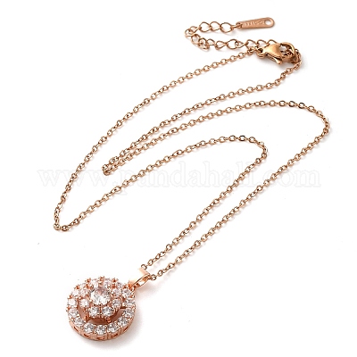 Ожерелья с подвесками в виде цветка из прозрачного стекла и латуни NJEW-M080-07B-1