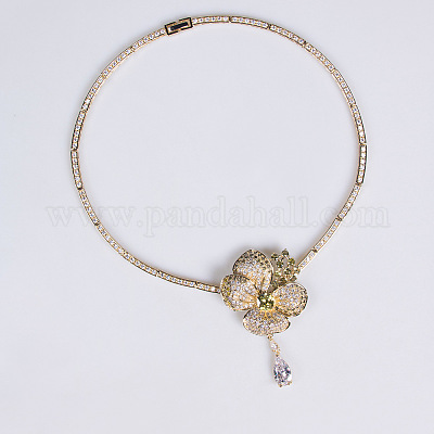 Комплекты из латунных подвесок и серег-гвоздиков с микропаве из кубического циркония FS-WG0F04C-04-1