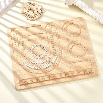 Planche à Perles En Bois Pour Bijoux DIY - Plateau Avec Mesures, Rangement Perles, 26,3x20 Cm - 8