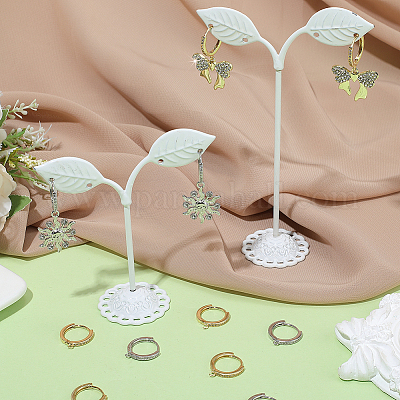 6 пара 2-цветная стойка покрытие латунь микро паве кубический цирконий серьги кольца фурнитура&nbsp;KK-BBC0021-75-1