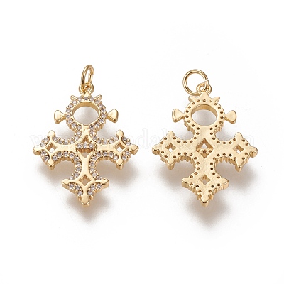 Латунные микропаве прозрачные подвески с фианитом ZIRC-L091-052G-1