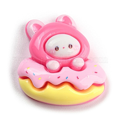 Кабошоны из непрозрачной смолы с изображением кролика RESI-C042-01E-1