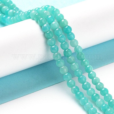 Естественно амазонитовые круглый шарик нити G-N0081-4mm-17-01-1