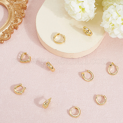 5 пара серег-колец в 5 стилях с латунным микропаве из прозрачного кубического циркония EJEW-BBC0002-02-1