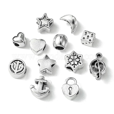 60шт 12 стиля европейские бусины из сплава в тибетском стиле TIBEB-FS0001-05-1