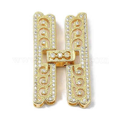 Реечное покрытие латунь микро паве прозрачный кубический цирконий складные застежки KK-M282-19G-1