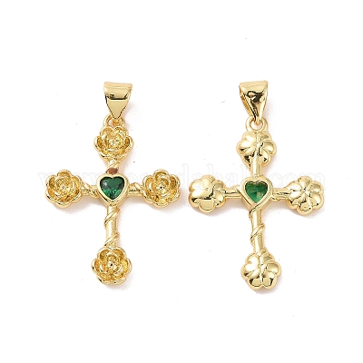 Крест с цветком KK-G435-06G-1