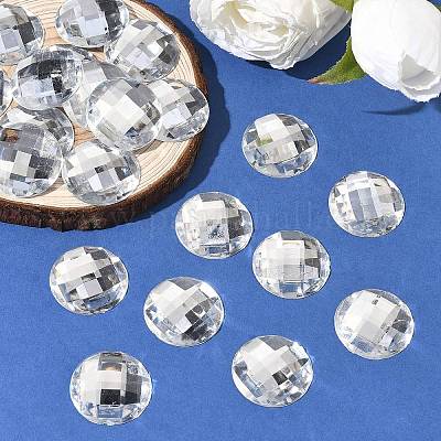 Cabochons en acrylique avec strass &nbsp;GACR-R002-25mm-08-1