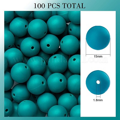 Wholesale 100Pcs Silicone Beads Round Rubber Bead 15MM Loose Spacer Beads  for DIY Supplies Jewelry Keychain Making 