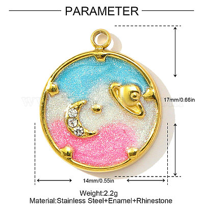 Подвески из нержавеющей стали 304 с эмалью STAS-OY003-79G-1