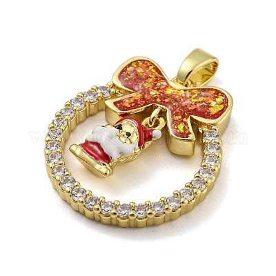 Рождественские латунные подвески с микропаве из фианита KK-H468-01E-01G-1