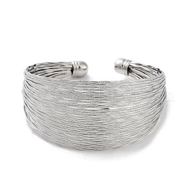 Латунные браслеты-манжеты с несколькими линиями BJEW-D039-01P-1