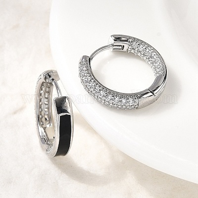 Латунные серьги-кольца из прозрачного кубического циркония EJEW-K276-11P-01-1