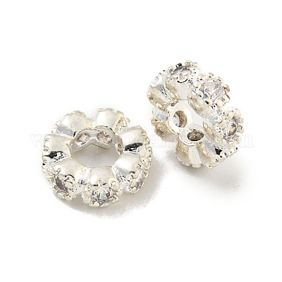 Бусины-проставки из латуни с кубическим цирконием KKB-L215-029A-S-1