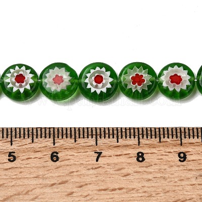 Ручной Millefiori стеклянные плоские круглые нити бисера LK-P011-24-1