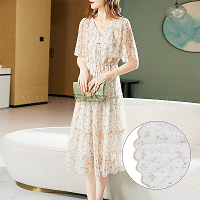 Нейлоновая сетка с рисунком листьев и вышивкой DIY-WH0580-17-1