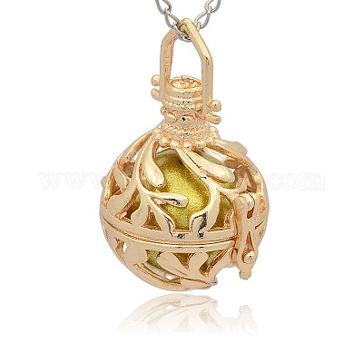 Золотой тон латунь полые круглые подвески KK-J227-02G-1