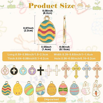24 шт. 20 подвески из эмалевого сплава в виде пасхального яйца ENAM-FS0004-01-1
