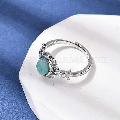 Натуральные кольца амазонитовых пальцев RJEW-A084-03P-06-1