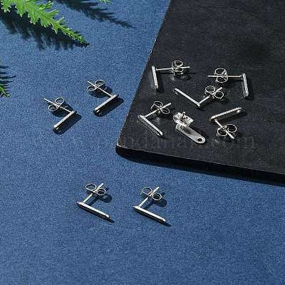 10 шт. фурнитура для сережек-гвоздиков из нержавеющей стали 201 с отверстием EJEW-FS0001-14D-1