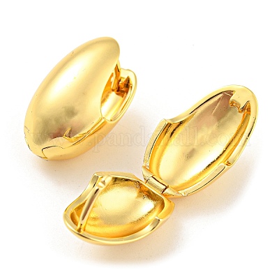 Овальные серьги-кольца из латуни с покрытием стойки EJEW-A028-34G-1