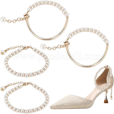 4шт. 2 стиля пластиковых браслетов на ногу с жемчужными бусинами AJEW-PH0011-64-1