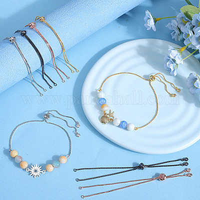 12 шт. 4 цвета стойка покрытие регулируемый латунный слайдер изготовление браслета KK-SP0001-81-1