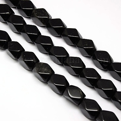 Природные обсидиана граненый ромб бисер пряди G-L235A-05-1